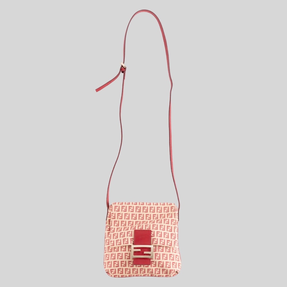 Fendi Zucchino Canvas Flap Crossbody Bag